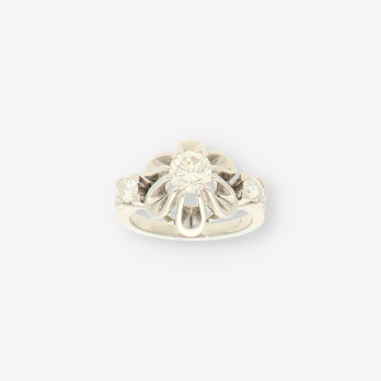 Anillo oro bl. y brillantes