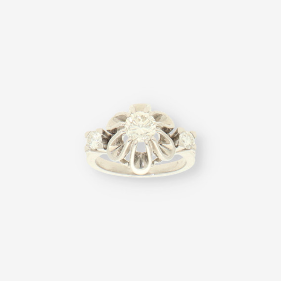 Anillo oro bl. y brillantes