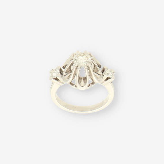 Anillo oro bl. y brillantes