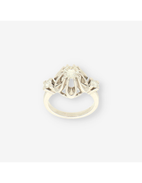 Anillo oro bl. y brillantes