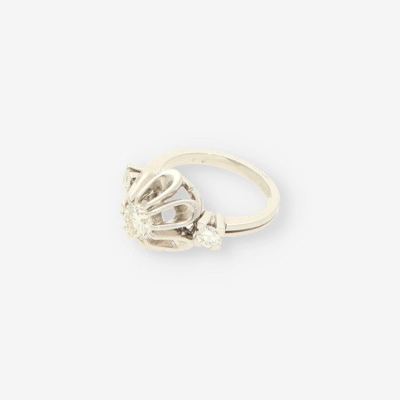 Anillo oro bl. y brillantes