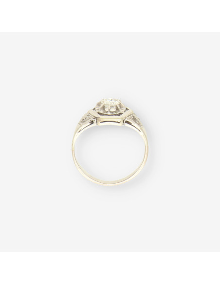 Anillo oro blanco y bri aprox. 0.50 Qt.