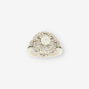 Anillo oro blanco y bri aprox. 0,50 Qt