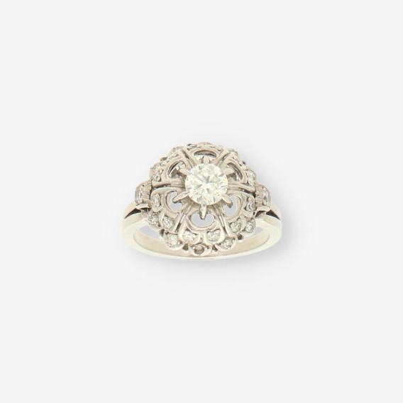 Anillo oro blanco y bri aprox. 0,50 Qt