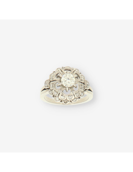 Anillo oro blanco y bri aprox. 0,50 Qt