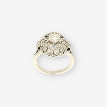 Anillo oro blanco y bri aprox. 0,50 Qt 2