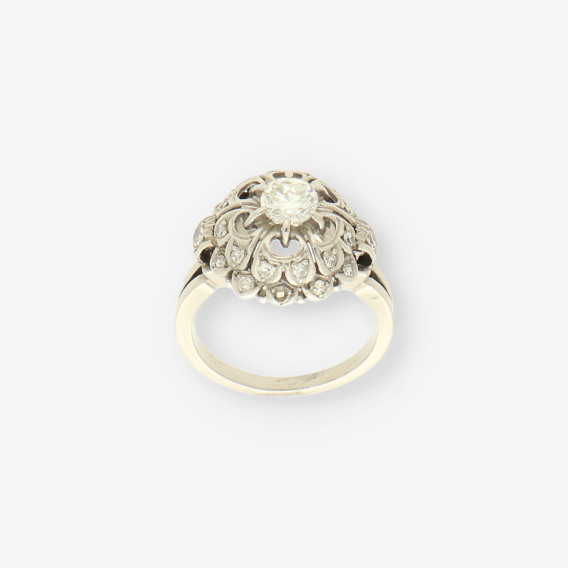 Anillo oro blanco y bri aprox. 0,50 Qt