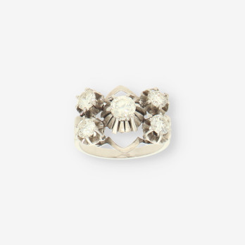 Anillo oro blanco y bri