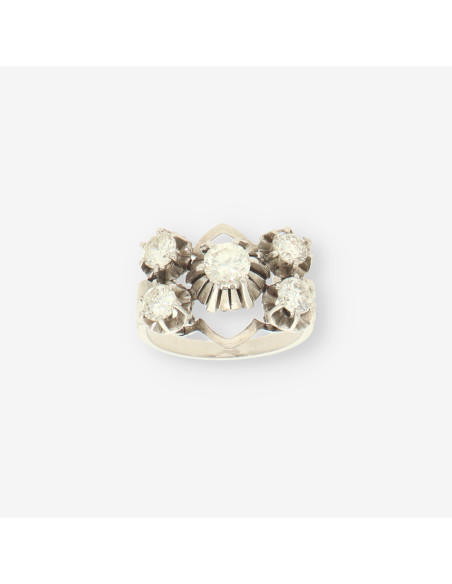 Anillo oro blanco y bri