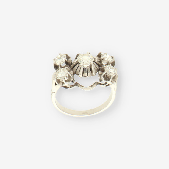 Anillo oro blanco y bri