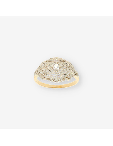 Anillo Vintage oro bl./ amarillo
