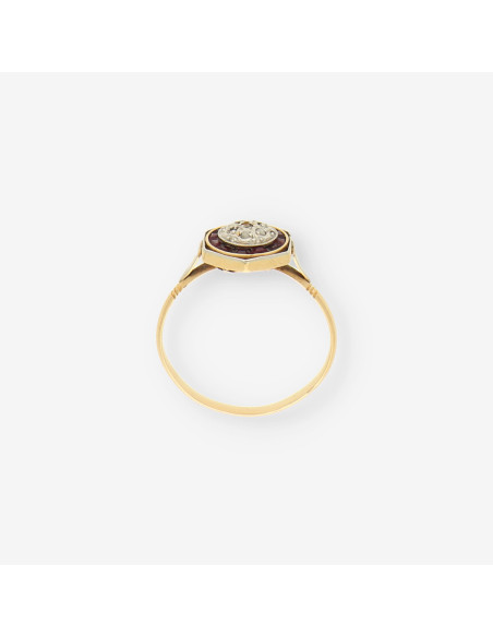 Anillo Vintage Diamantes,RubÃ­ y oro