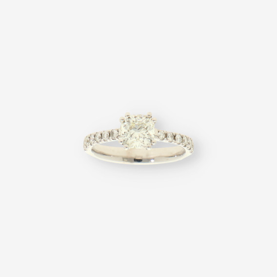 Anillo oro bl y brillante cojin 1.25 Ct.