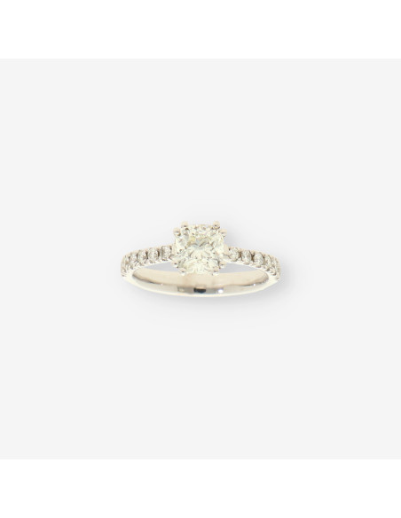 Anillo oro bl y brillante cojin 1.25 Ct.