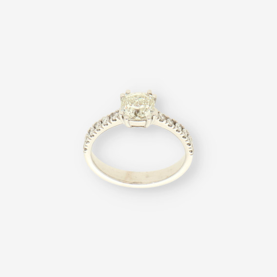 Anillo oro bl y brillante cojin 1.25 Ct.