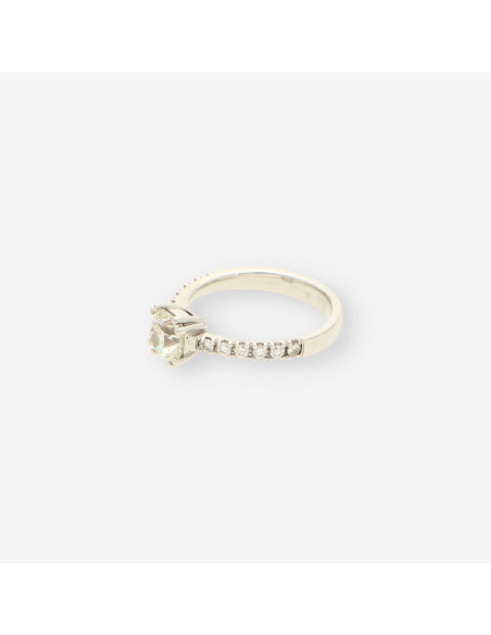 Anillo oro bl y brillante cojin 1.25 Ct.