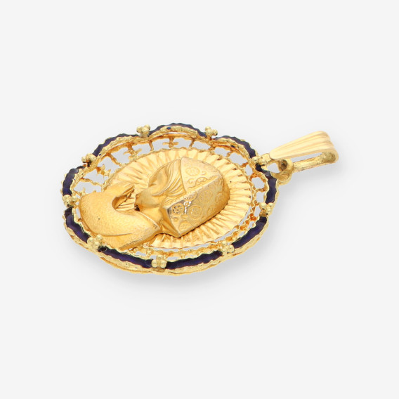 Medalla Virgen Esmalte azul y oro