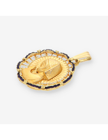 Medalla Virgen Esmalte azul y oro