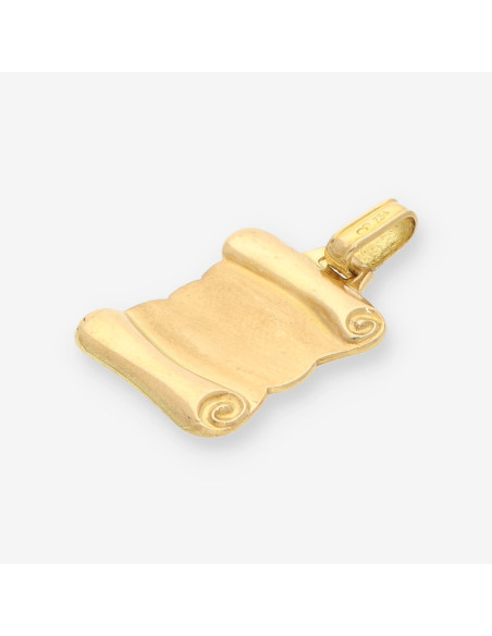 Colgante placa pergamino oro