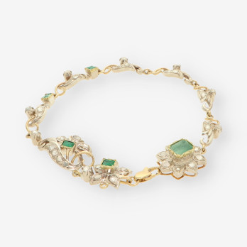Pulsera Vintage Esmeralda y Diamantes