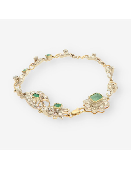 Pulsera Vintage Esmeralda y Diamantes