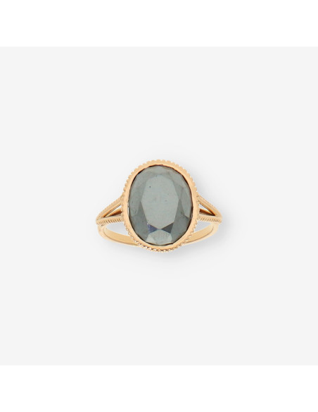 Anillo oro piedra negra