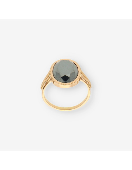 Anillo oro piedra negra