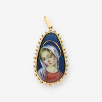 Colgante Virgen esmalte y oro