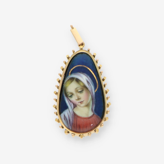 Colgante Virgen esmalte y oro