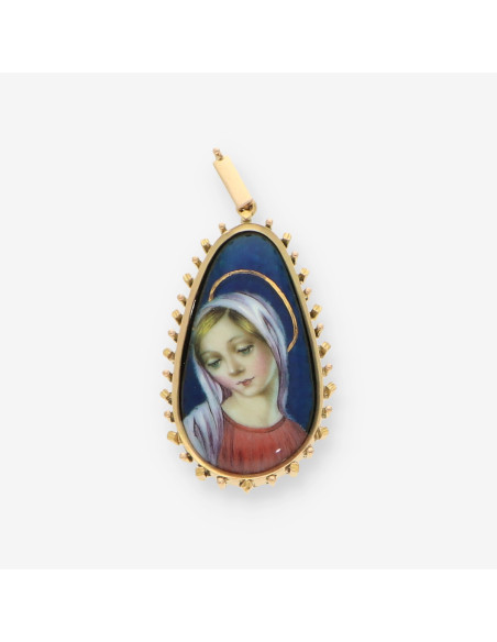 Colgante Virgen esmalte y oro