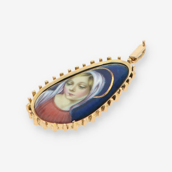 Colgante Virgen esmalte y oro 2