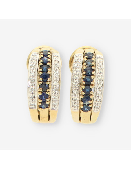 Pendientes zafiros oro y brillantes