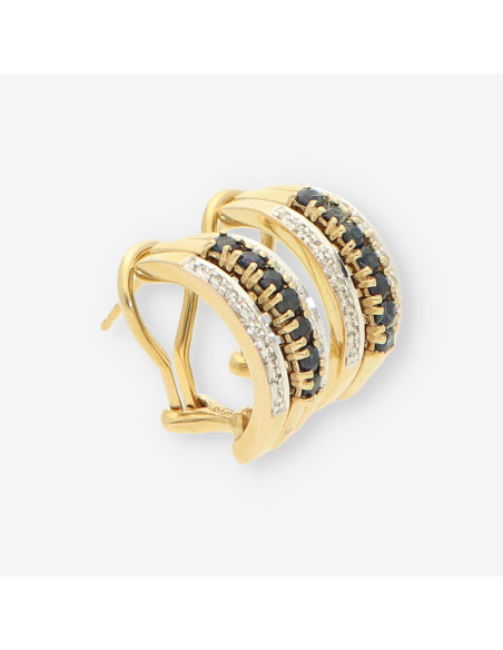Pendientes zafiros oro y brillantes