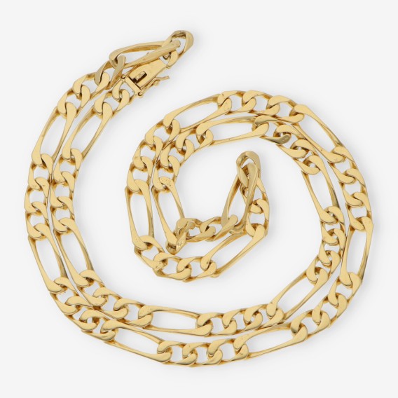 Cadena barbada alterna 3x1 en oro 18kt