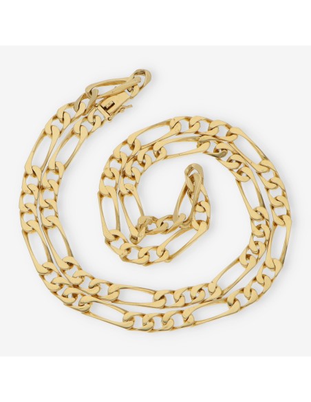 Cadena barbada alterna 3x1 en oro 18kt