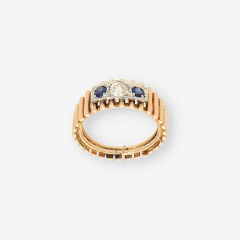 Anillo oro p. azul y diamantes 2