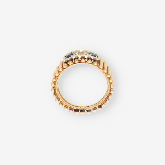 Anillo oro p. azul y diamantes