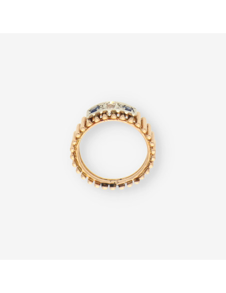 Anillo oro p. azul y diamantes
