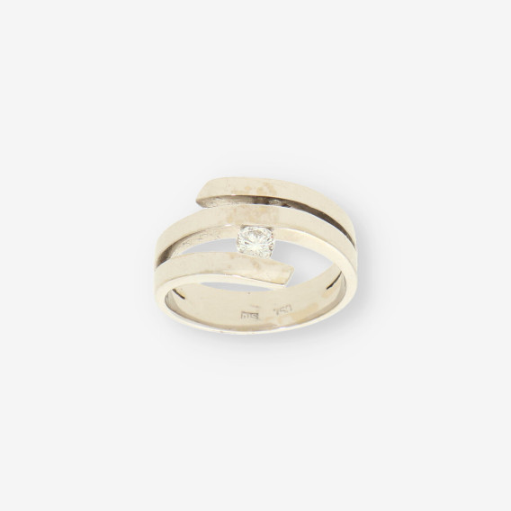 Anillo oro blanco y bri