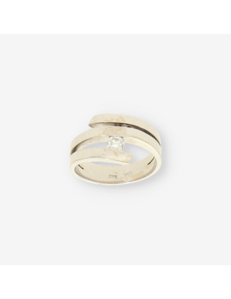 Anillo oro blanco y bri