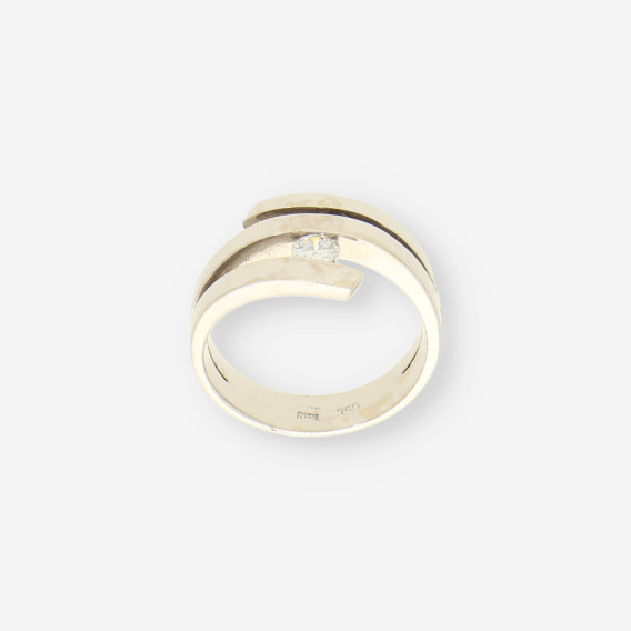 Anillo oro blanco y bri