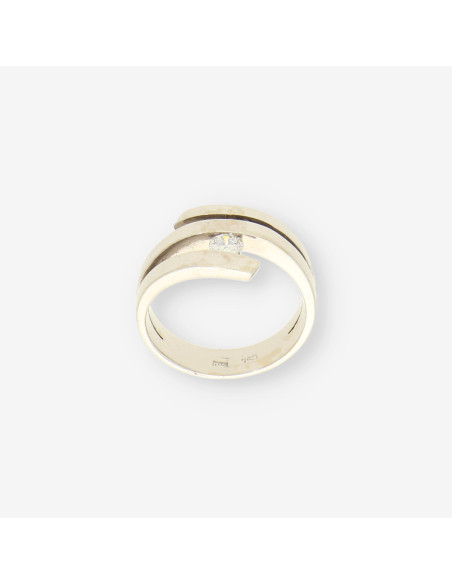Anillo oro blanco y bri