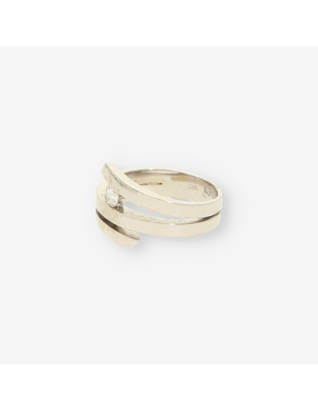 Anillo oro blanco y bri