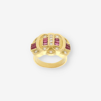 Anillo rubÃ­ oro y brillantes 2