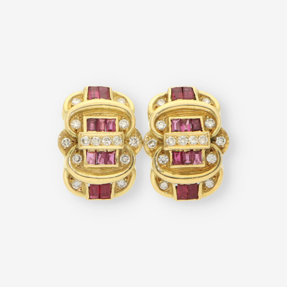 Pendientes rubÃ­ oro y brillantes