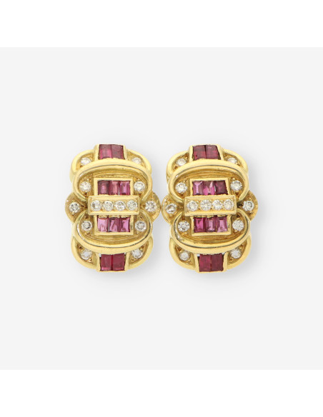 Pendientes rubÃ­ oro y brillantes