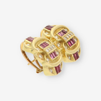 Pendientes rubÃ­ oro y brillantes 2