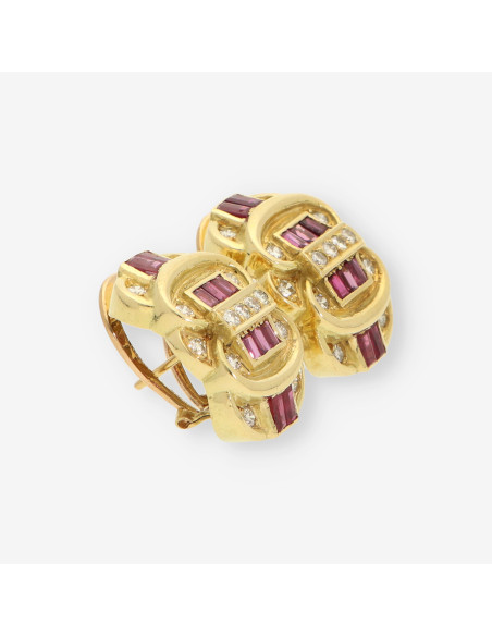 Pendientes rubÃ­ oro y brillantes
