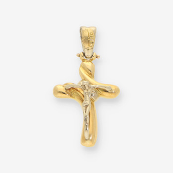 Cruz oro blanco y oro amarillo