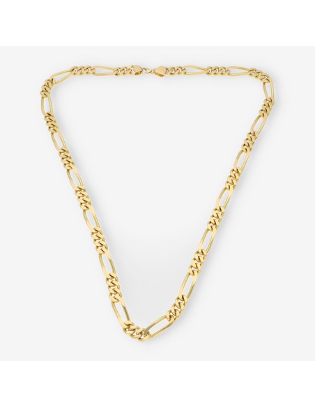 Cadena barbada alterna 3x1 en oro 18kt